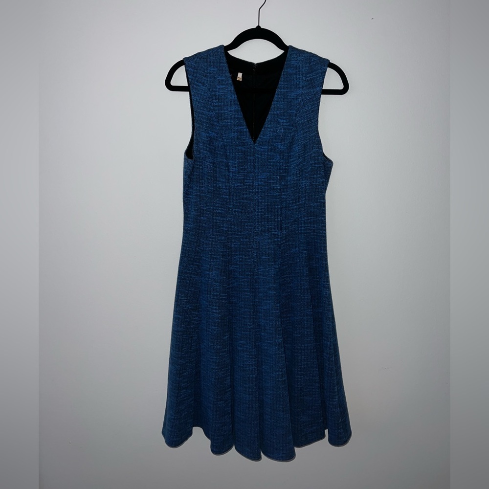 Beautiful Blue V-Neck Knit Dress with Black Lining